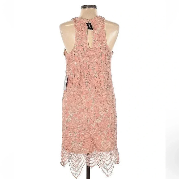 Express | Pink Floral Lace-Up Mock Neck Boho Vibes Dress Size L NWT - Picture 3 of 6